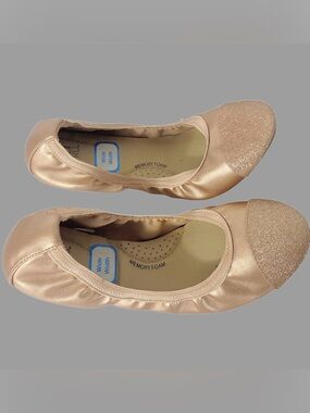 Women's Memory Foam Ballet Flats in Rose Gold NWT Size 10 Wide